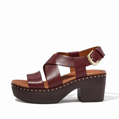 Fitflop Pilar Leather Back-Strap Platform - Plateausandaletten Damen - Rot Bordeaux (DYG869251)